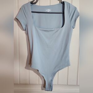 Light Blue Women's Square Neck Bodysuit